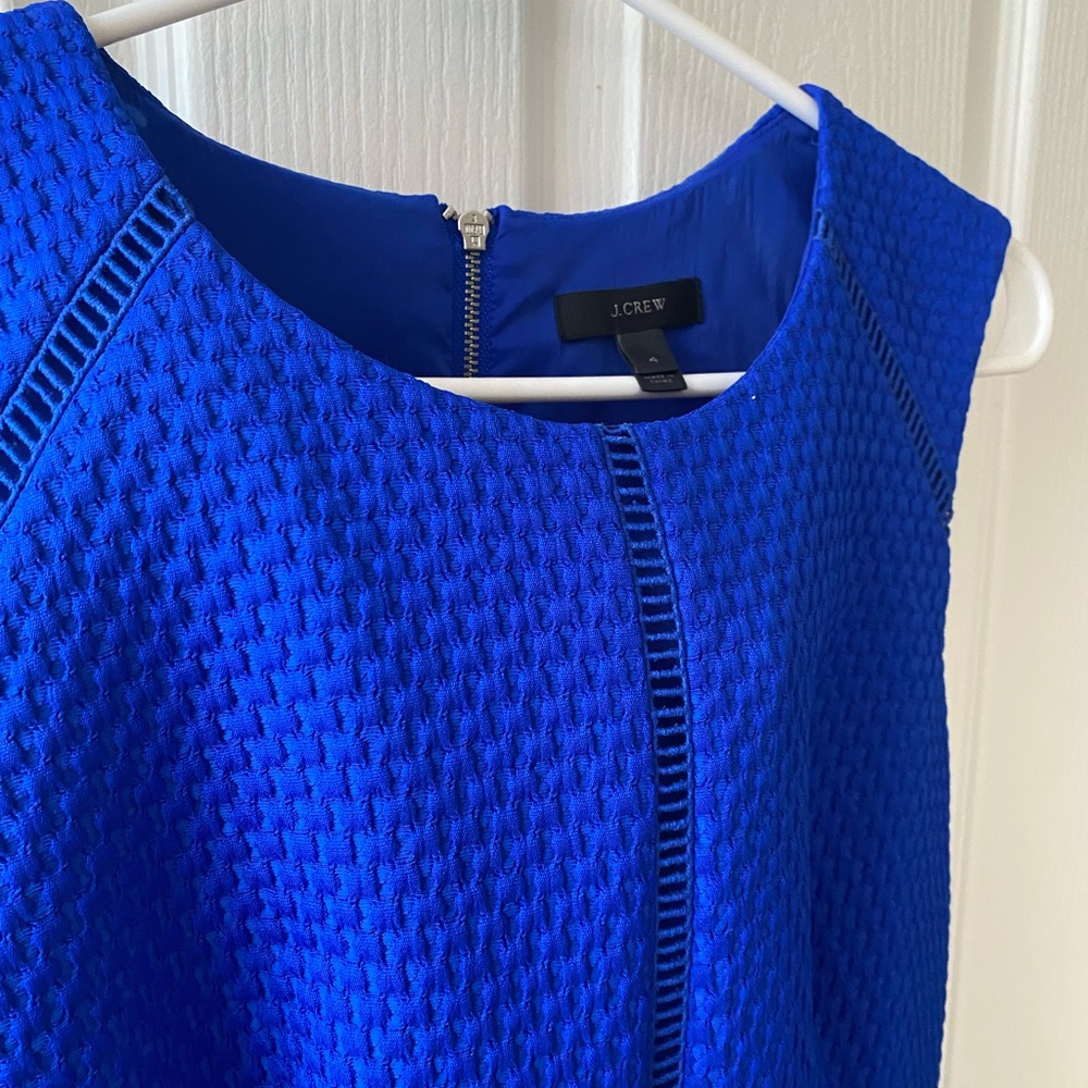 J. Crew Bright Cobalt Blue Textured Midi Sheath Dress - Picture 6 of 6